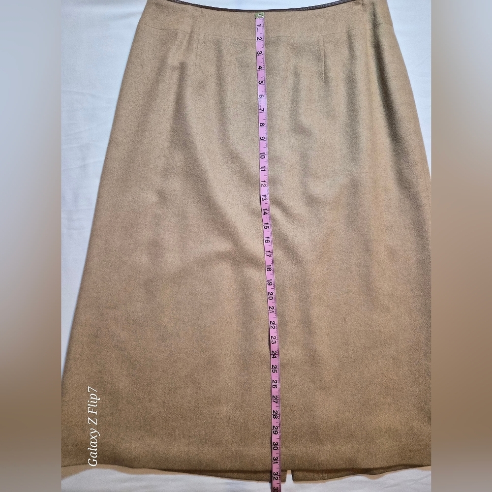 Talbots Petites 100% Camel Hair Skirt with Leather Trim - Made in Italy - 14P - Picture 7 of 8